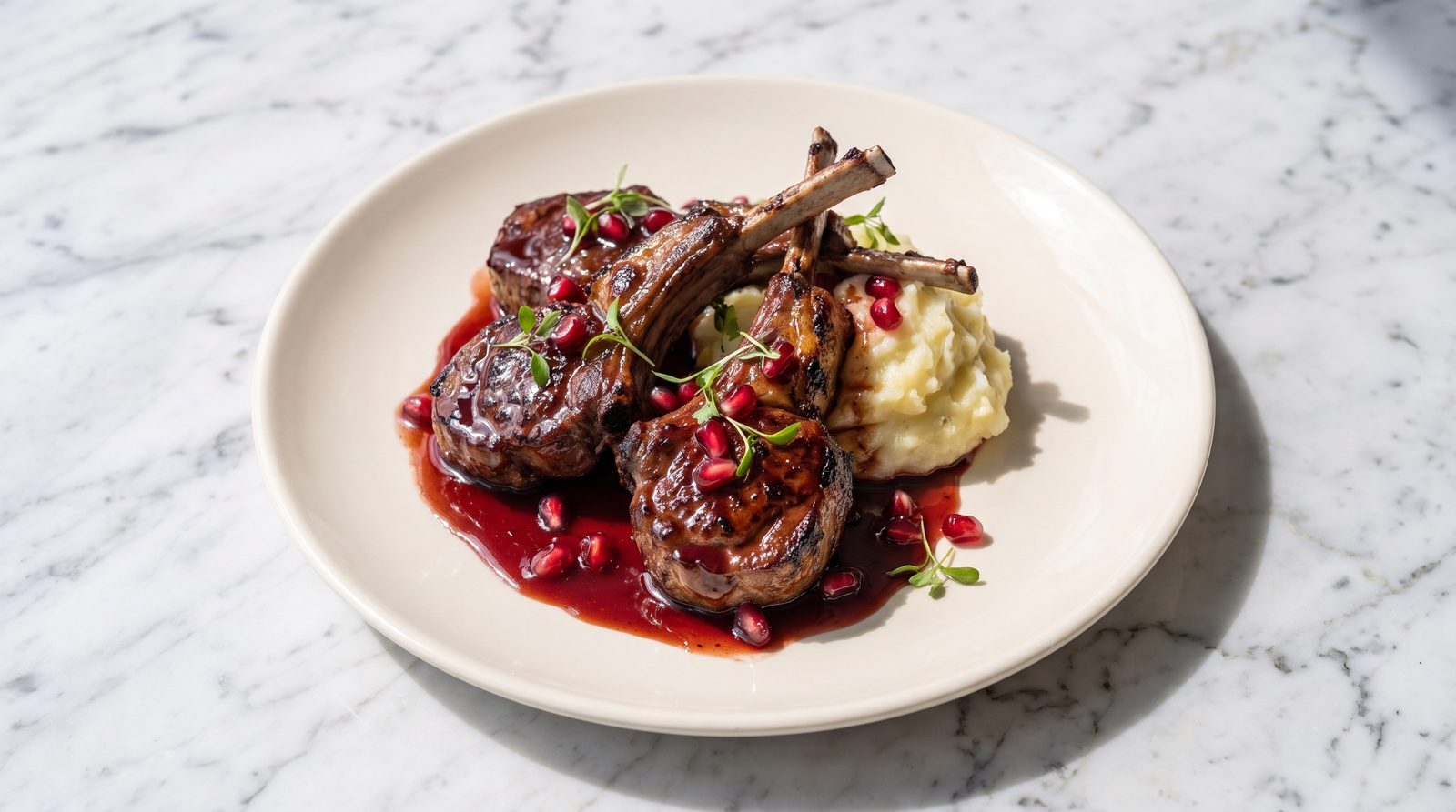 Lamb chops in pomegranate sauce